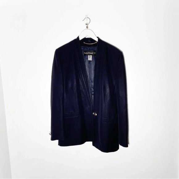 Louis Feraud Blazer Navy Blue Single Breasted Size 8 - Picture 4 of 7